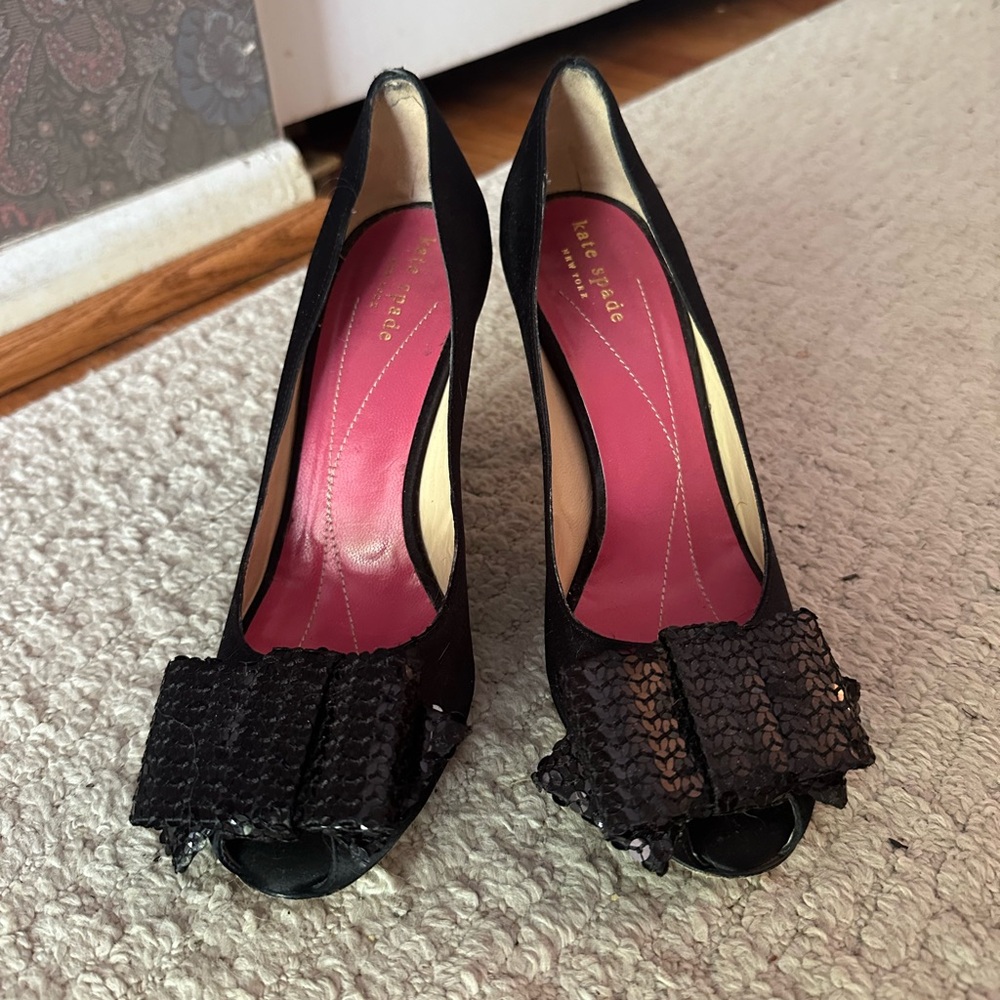 Kate Spade Black Ruffled Heels